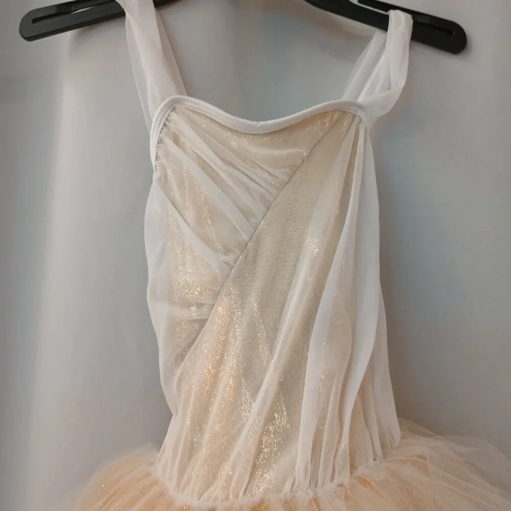 Curtain Call Dance Costume Style C501L Gold and White Tutu Size CME - Picture 2 of 9